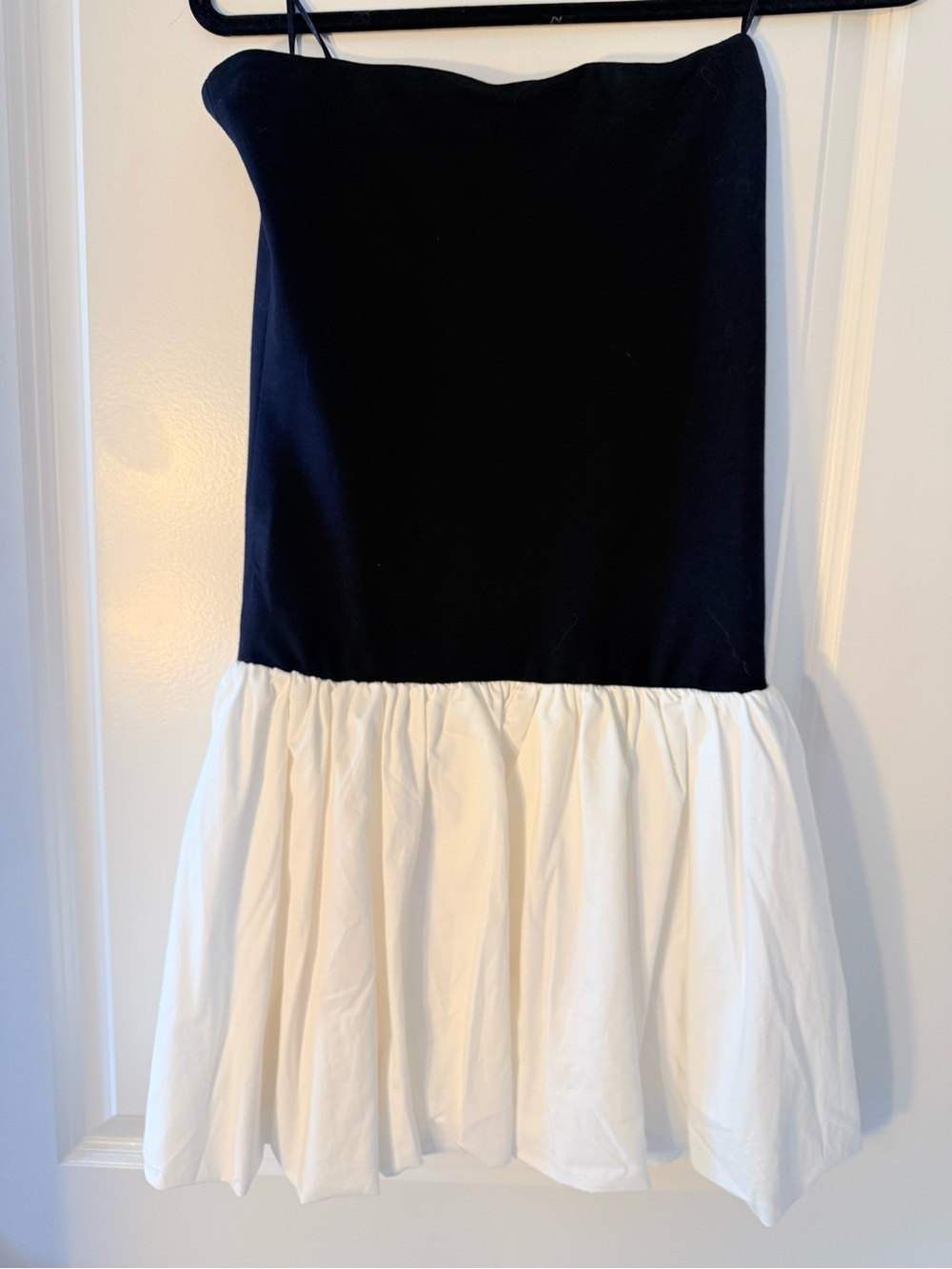 Camila Coelho Black and White Strapless Drop-Waist Dress
